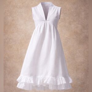 100% Linen | Facil Blanco STUNNING White Linen Dress SZ S